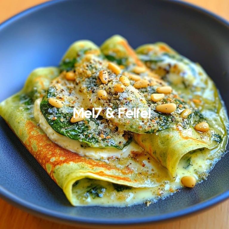 Pyszny naleśnik ze szpinakiem, ricottą i orzeszkami pinii