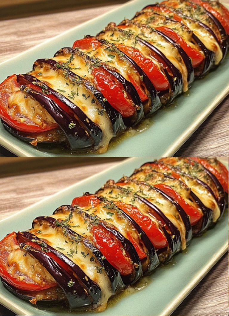 Pieczony bakłażan z pomidorami i serem