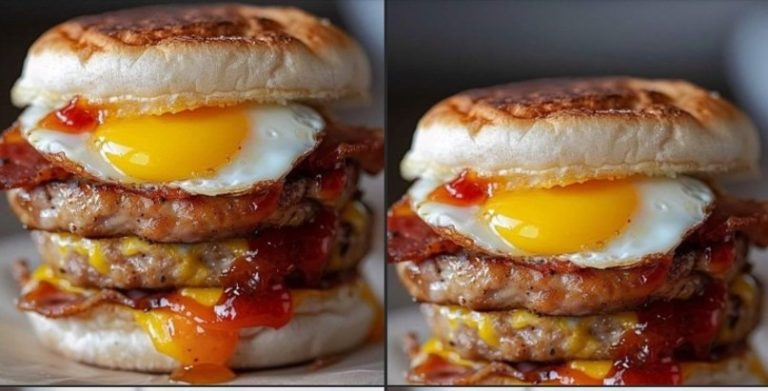 Kanapka z kiełbasą, jajkiem i serem z konfiturą winogronową