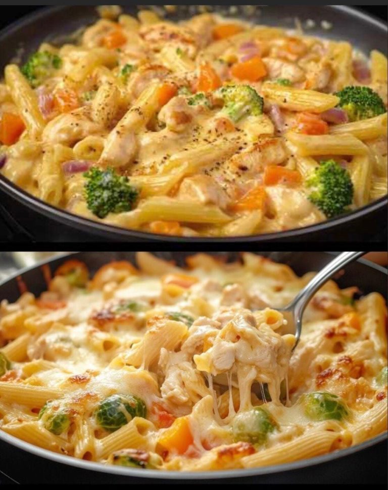 Kremowy makaron z kurczakiem i warzywami… Idealny, szybki posiłek, palce lizać!