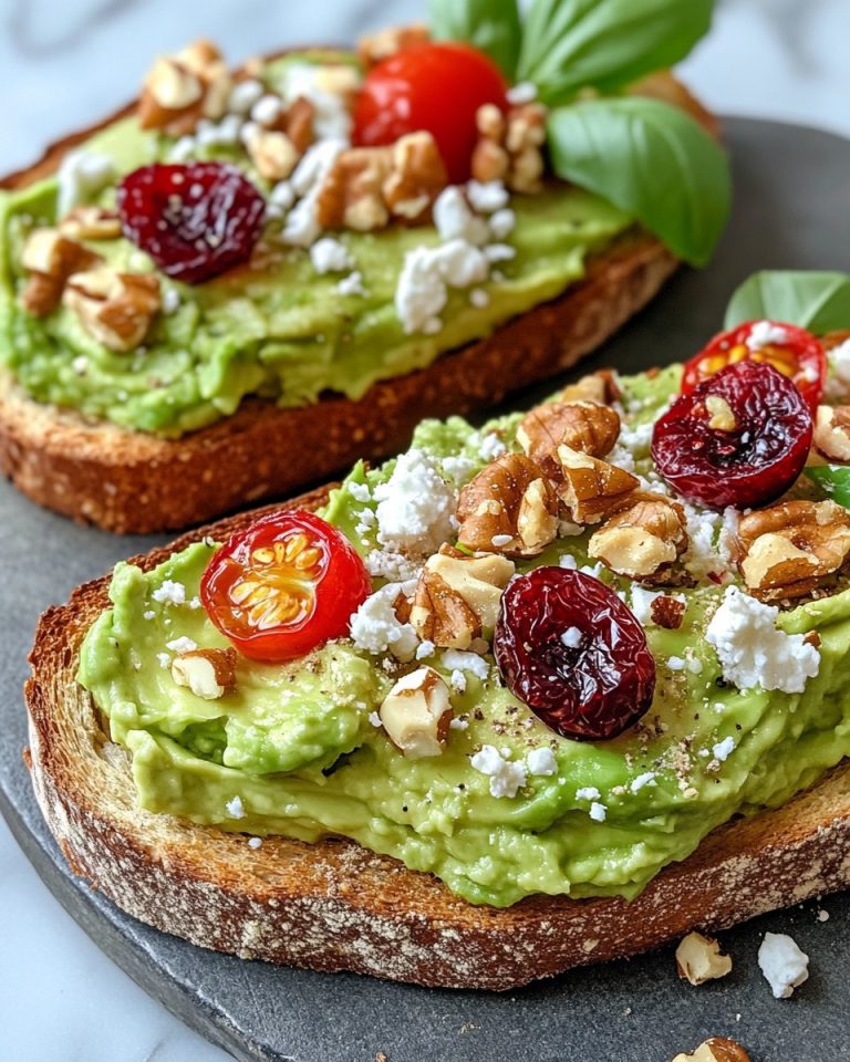 Grzanki z awokado, serem feta, pomidorkami koktajlowymi, żurawiną i orzechami włoskimi